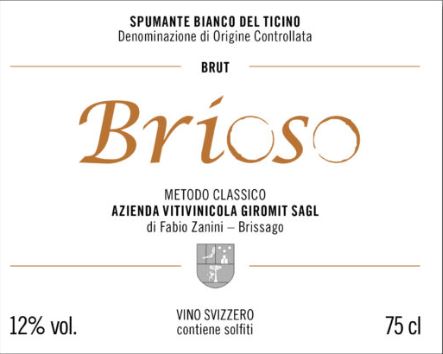 Brioso Brut - Spumante bianco del Ticino