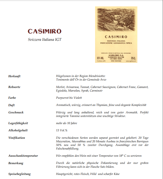CASIMIRO - Hotelwein