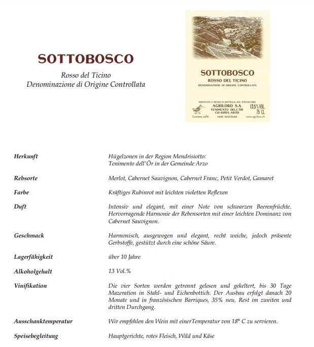 SOTTOBOSCO - Hotelwein
