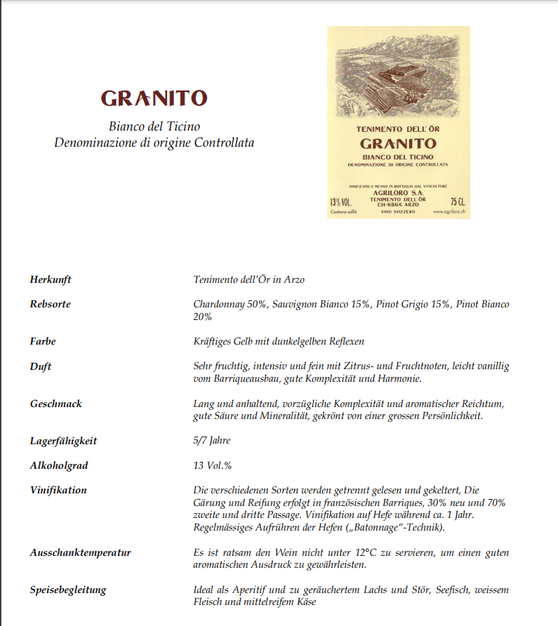 GRANITO, BIANCO DEL TICINO, AGRILORO - Hotelwein